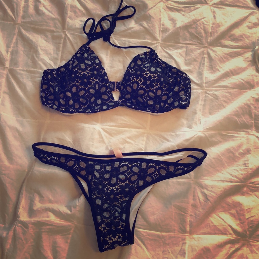 Black and white floral bikini